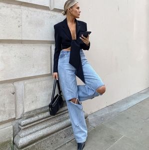 Zara tie cropped blazer